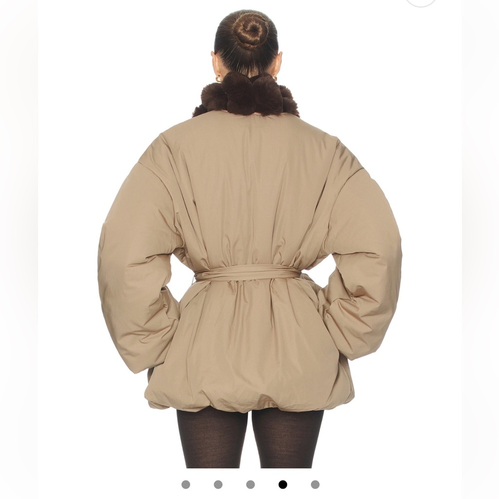 Helsa - Bubble Puffer With Faux Fur in Tan & Cedar - Picture 4 of 10